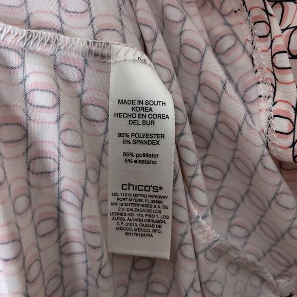 Chico's Top NWT Size 4 (2X) Keyhole Liquid Knit Peony Pastel Blush 3/4 Sleeve - Picture 5 of 6